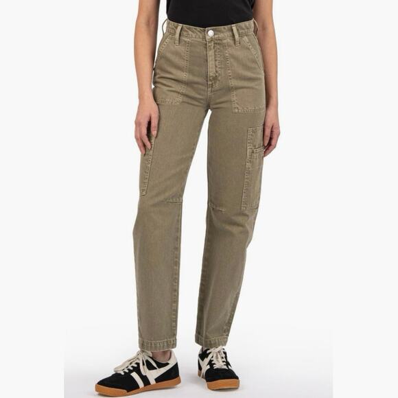 KUT from the Kloth Jeans Kiera High Waist Slim Barrel Cargo NWT size 00 Cotton - Picture 1 of 15
